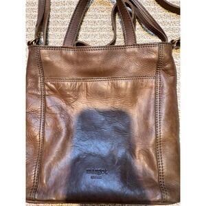Margot New York Brown Genuine Leather Crossbody Bag Tote Small Zip Top Brass